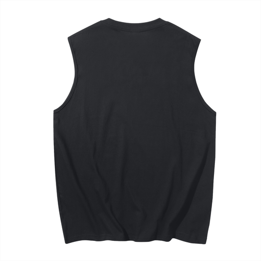 White Logo Men's Sleeveless Cotton Tank Top