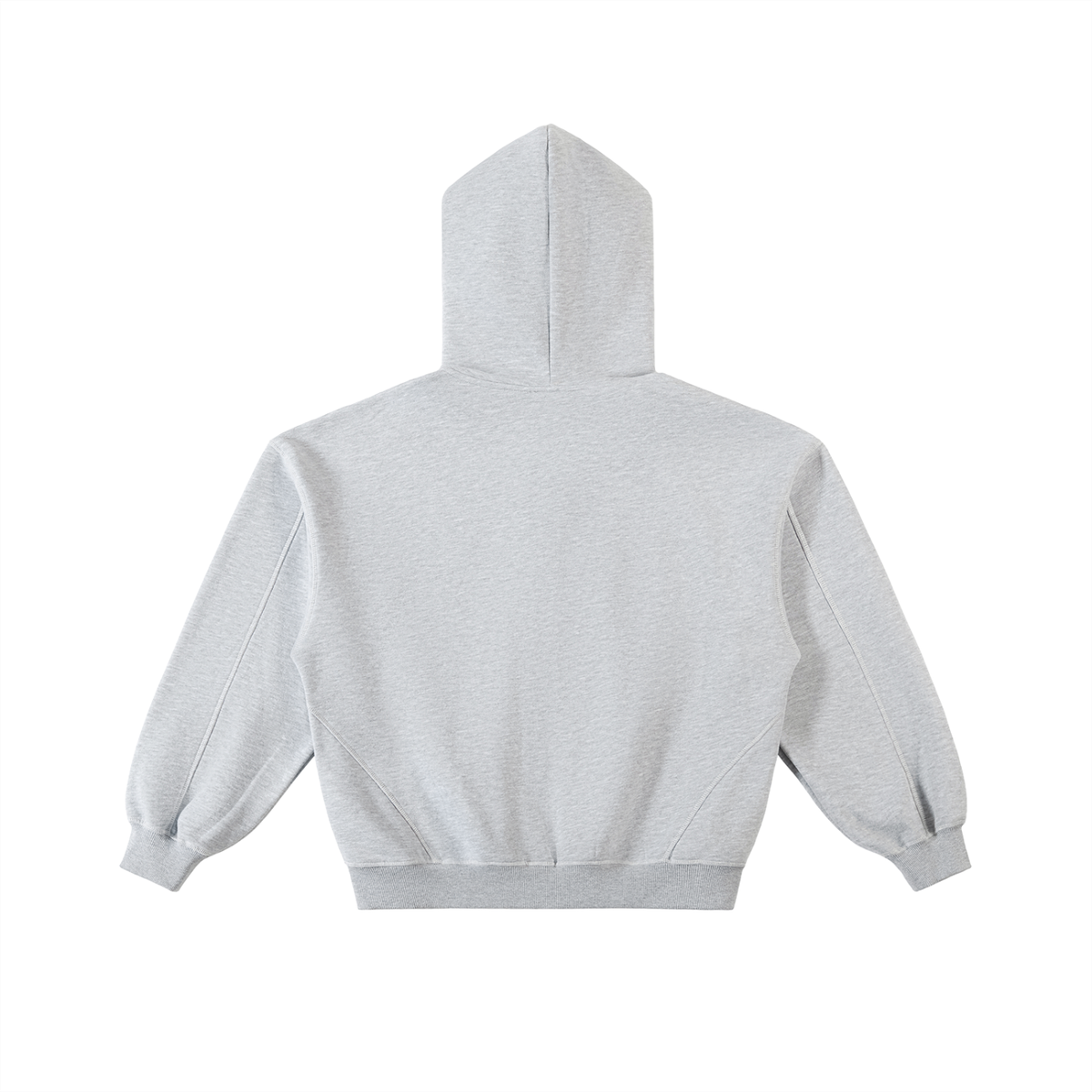 White Logo Contrast-Stitched Boxy Fleece Zip Hoodie