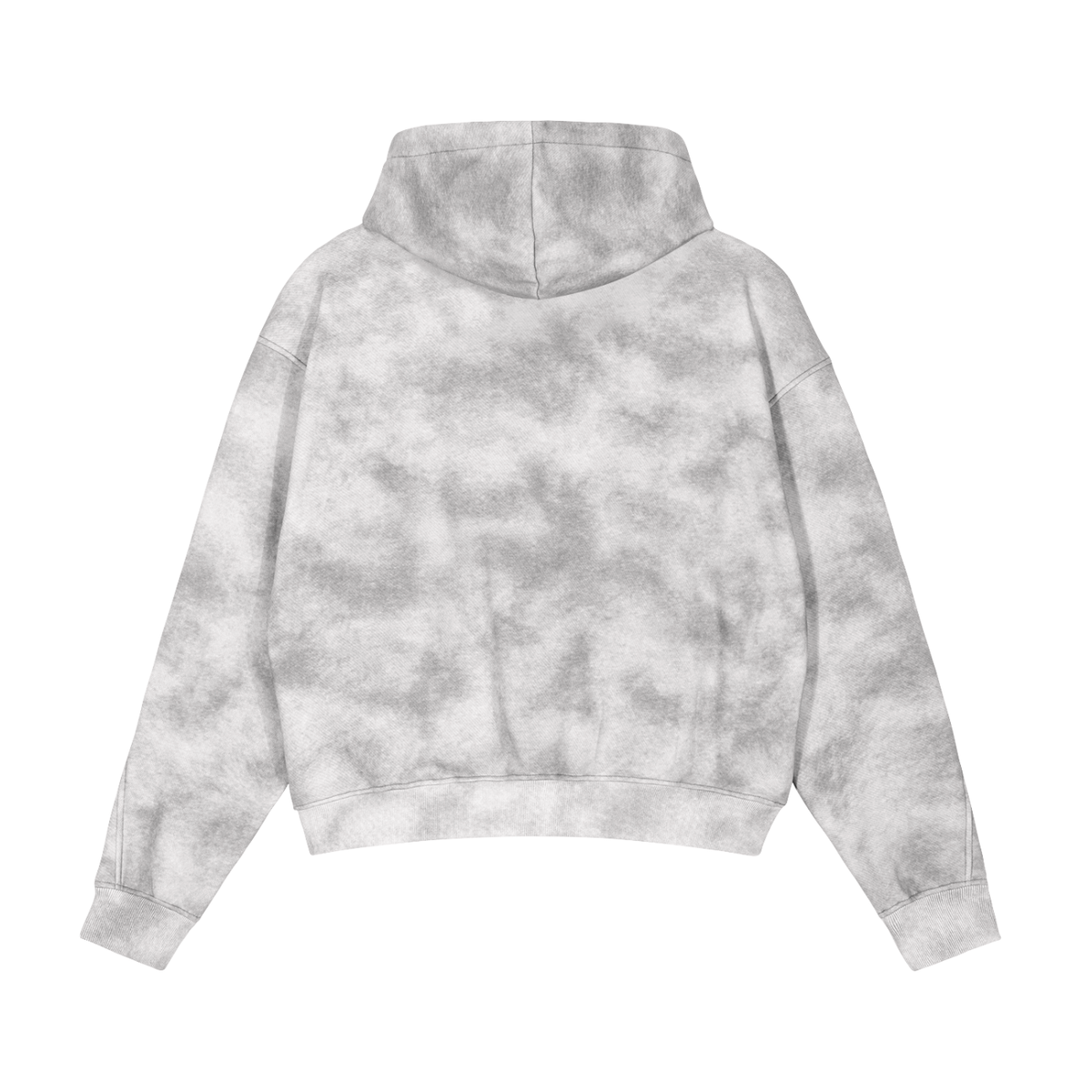 White Logo Dirty Washed Zip-Up Fleece Hoodie