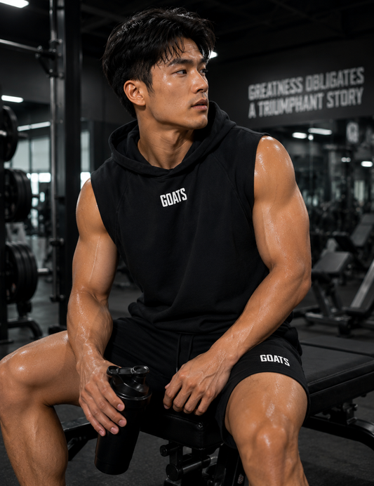 White logo Muscle Hoodie and and Shorts bundle