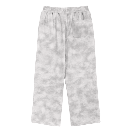 White Logo Dirty Washed Fleece Sweatpants
