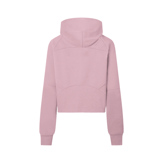 White Logo Cropped Half-Zip Hoodie