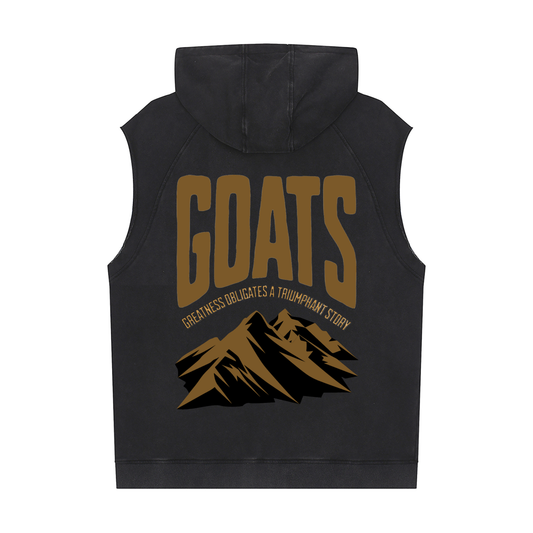 Snow Washed Muscle Hoodie Gold Logo, Classic Back Logo