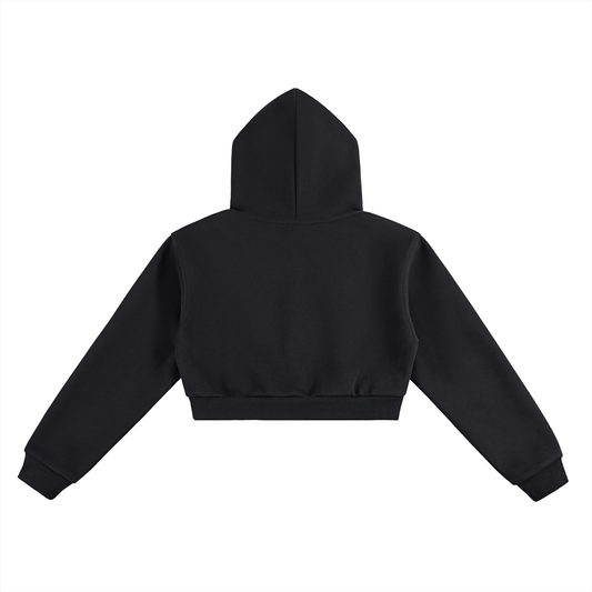 Women's White Logo Cropped Hoodie