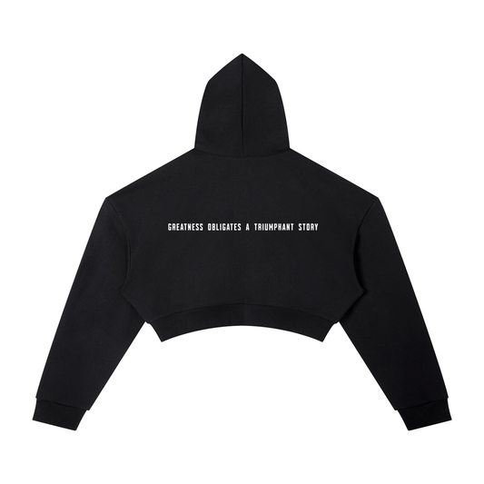White Logo, Back Slogan, Cropped Hoodie