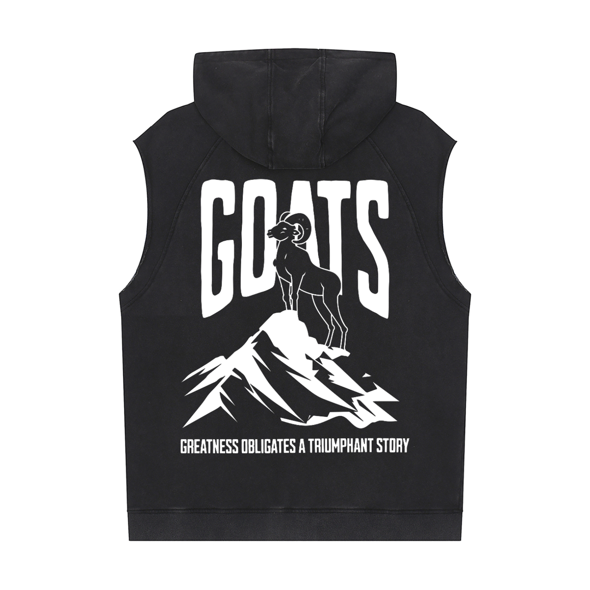 Snow Washed Muscle Hoodie White Logo, Classic Back Logo