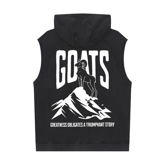 Snow Washed Muscle Hoodie White Logo, Classic Back Logo