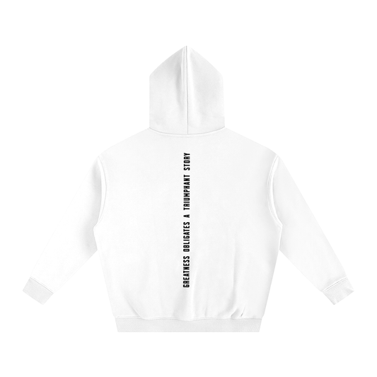 Oversized Fleeced Hoodie Black logo, back slogan