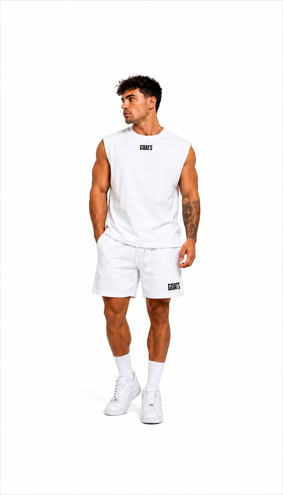 White Muscle Shirt and Shorts Collection
