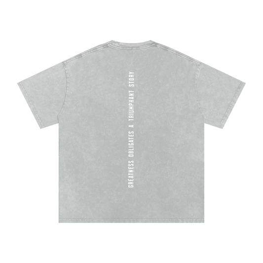 Snow Washed White Logo, back slogan Tshirt