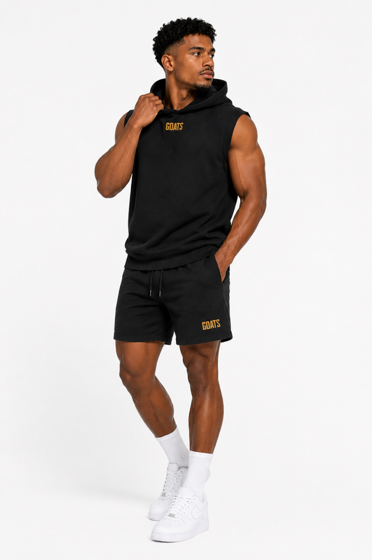 Gold Logo Muscle hoodie and Shorts