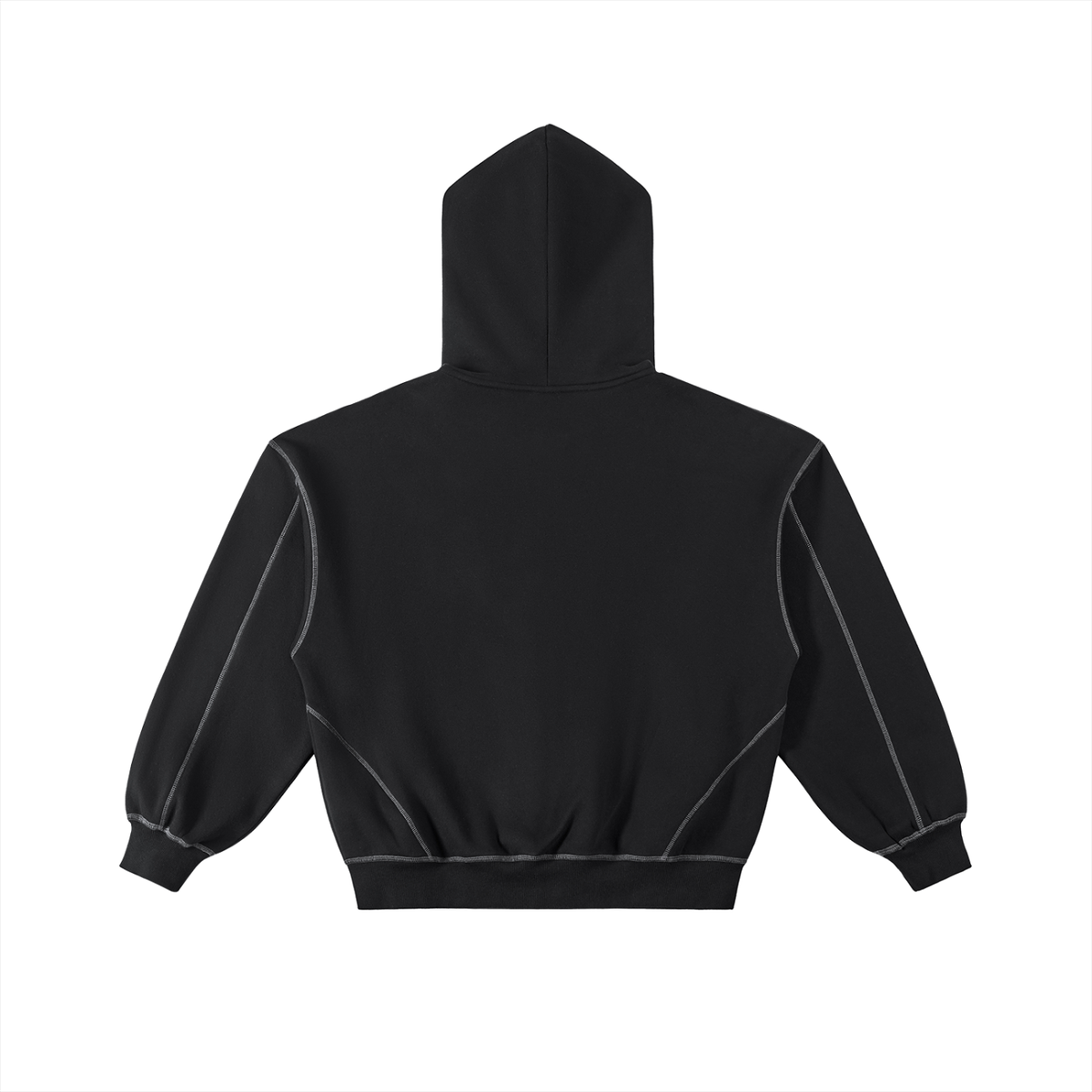 Gold logo Contrast-Stitched Boxy Fleece Zip Hoodie