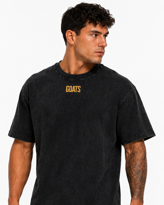 Gold logo Snow Washed Back Slogan T-shirt and Shorts