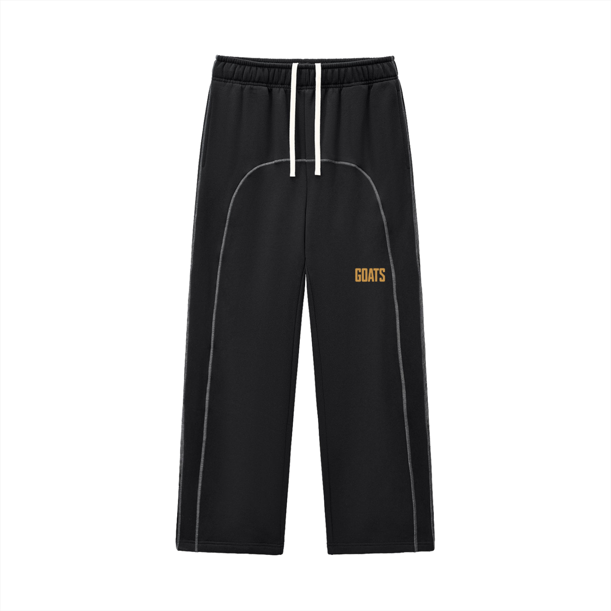 Gold Logo Contrast-Stitched Fleece Sweatpants