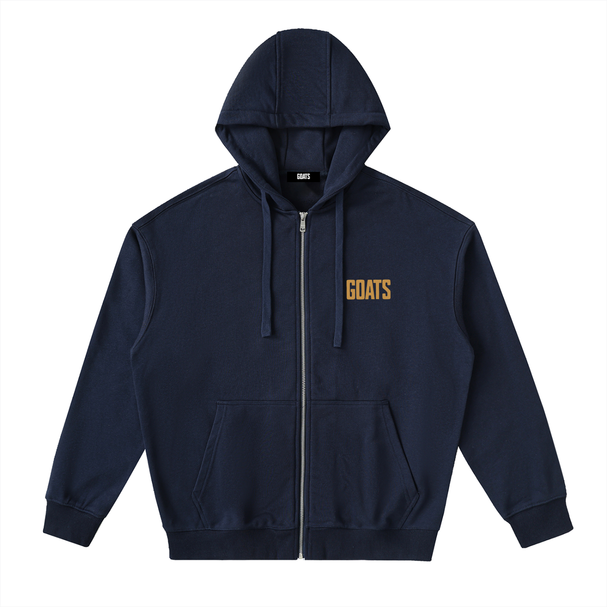 Gold Logo Drop-Shoulder Zip Up Hoodie