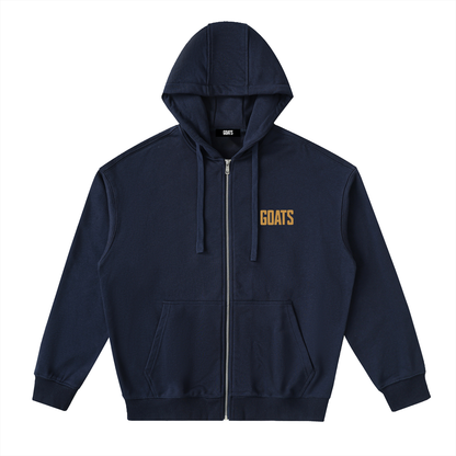 Gold Logo Drop-Shoulder Zip Up Hoodie