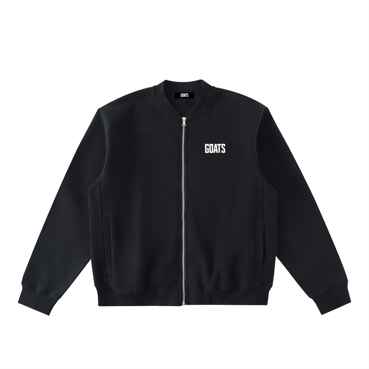 Mens White logo Zip-Up Fleeced Varsity Jacket