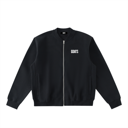 Mens White logo Zip-Up Fleeced Varsity Jacket