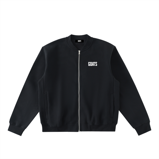 Mens White logo Zip-Up Fleeced Varsity Jacket
