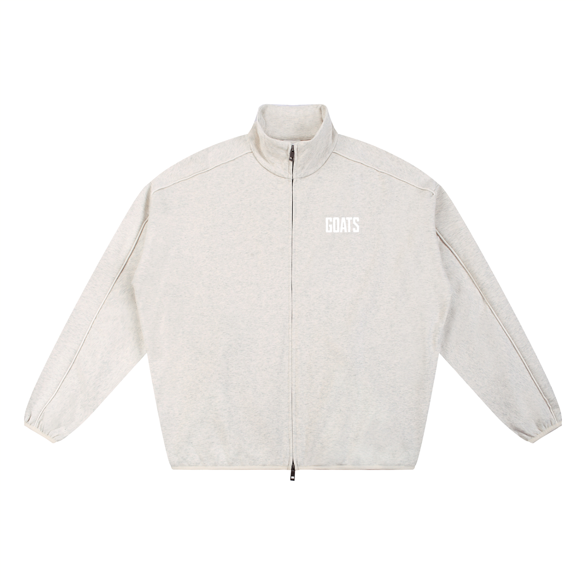 Mens White Logo Heavyweight Stand Collar Jacket