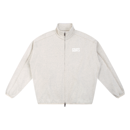 Mens White Logo Heavyweight Stand Collar Jacket