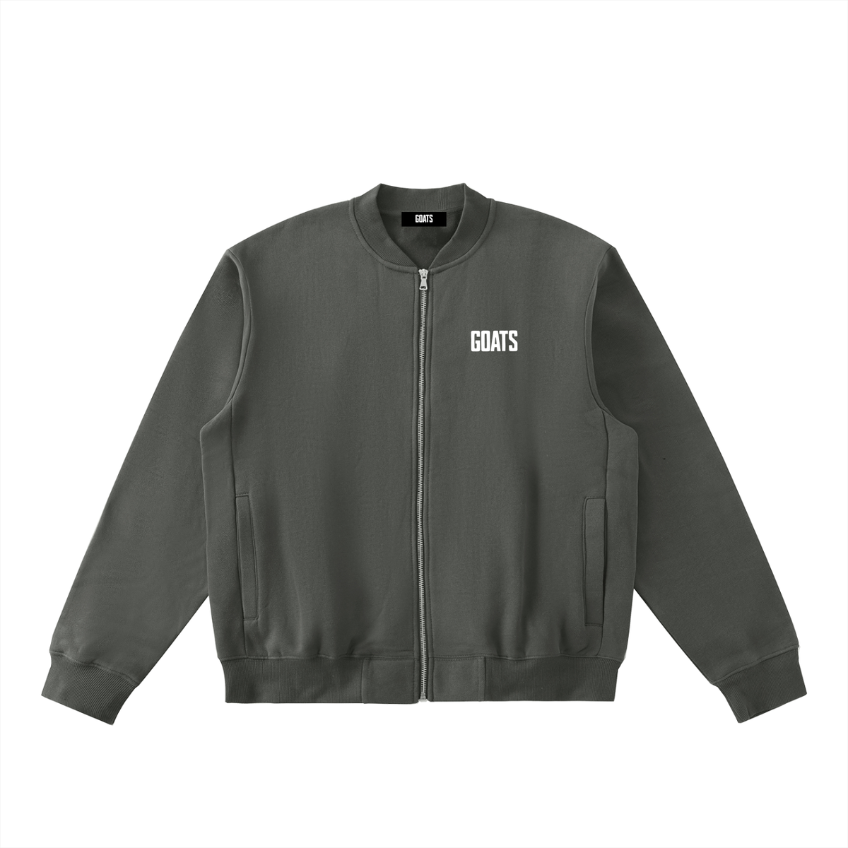 Mens White logo Zip-Up Fleeced Varsity Jacket
