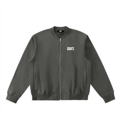 Mens White logo Zip-Up Fleeced Varsity Jacket