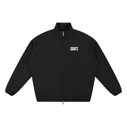 Mens White Logo Heavyweight Stand Collar Jacket