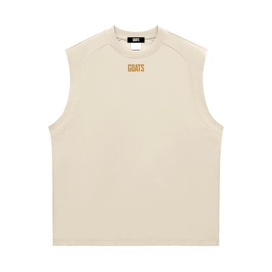 Gold Logo Skin tone tank top and shorts outfit