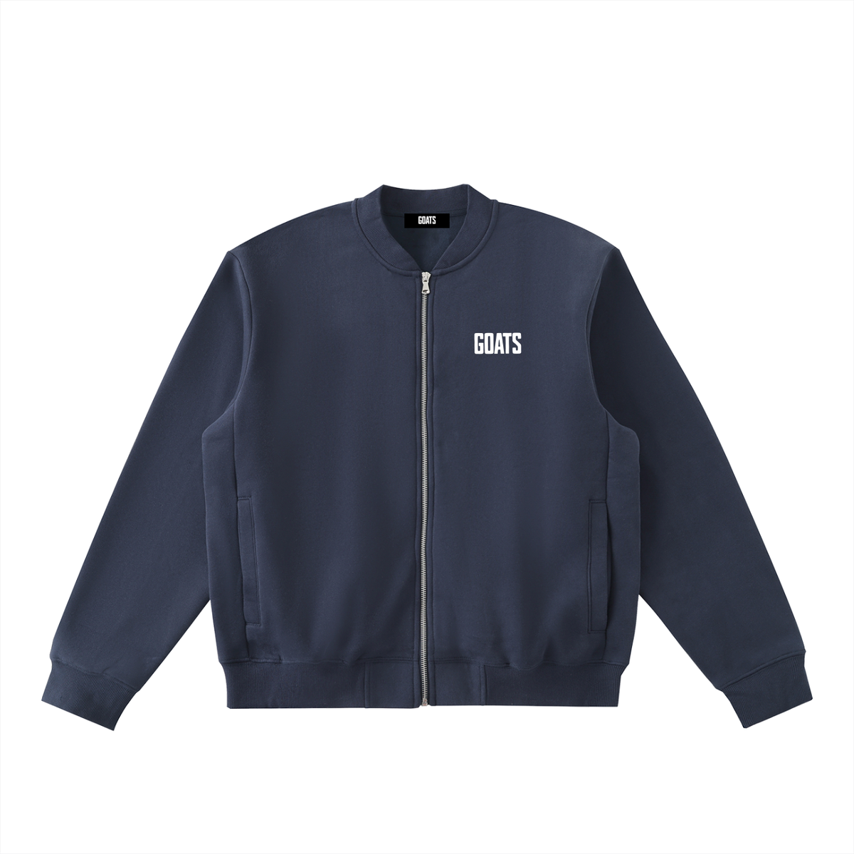 Mens White logo Zip-Up Fleeced Varsity Jacket