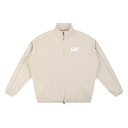 Mens White Logo Heavyweight Stand Collar Jacket