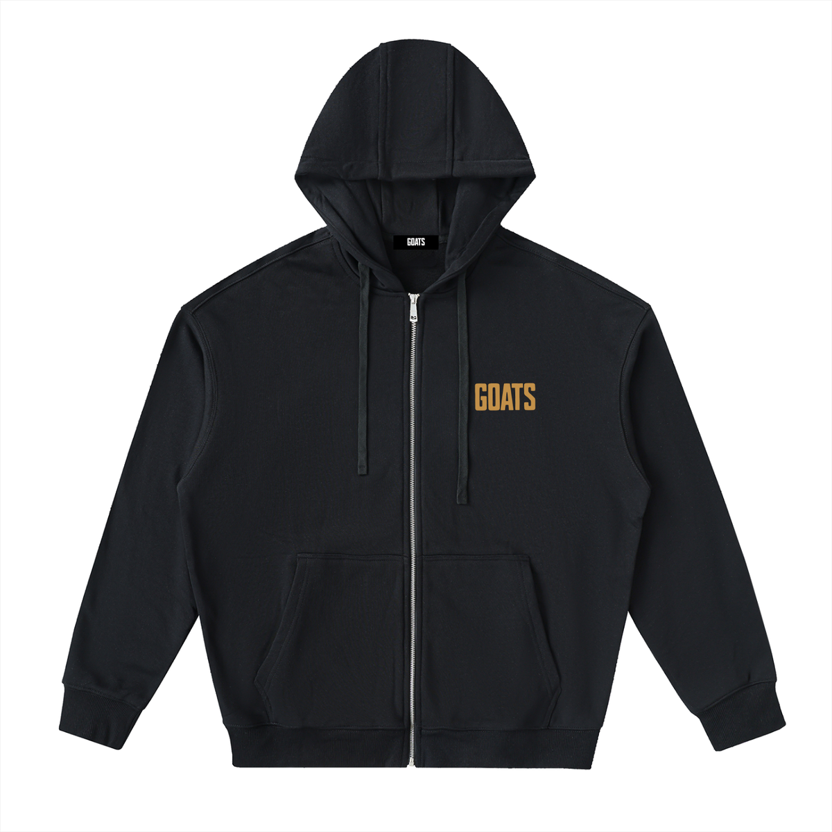Gold Logo Drop-Shoulder Zip Up Hoodie