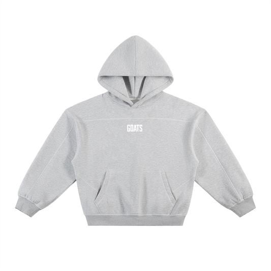 White Logo Contrast-Stitched Boxy Fleece Hoodie