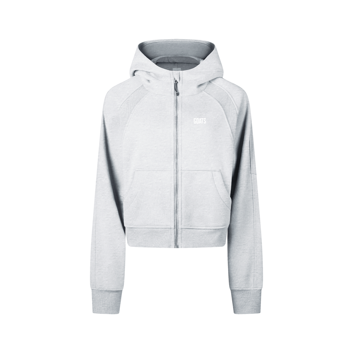 Cropped Zip-Through Hoodie White Logo, back slogan