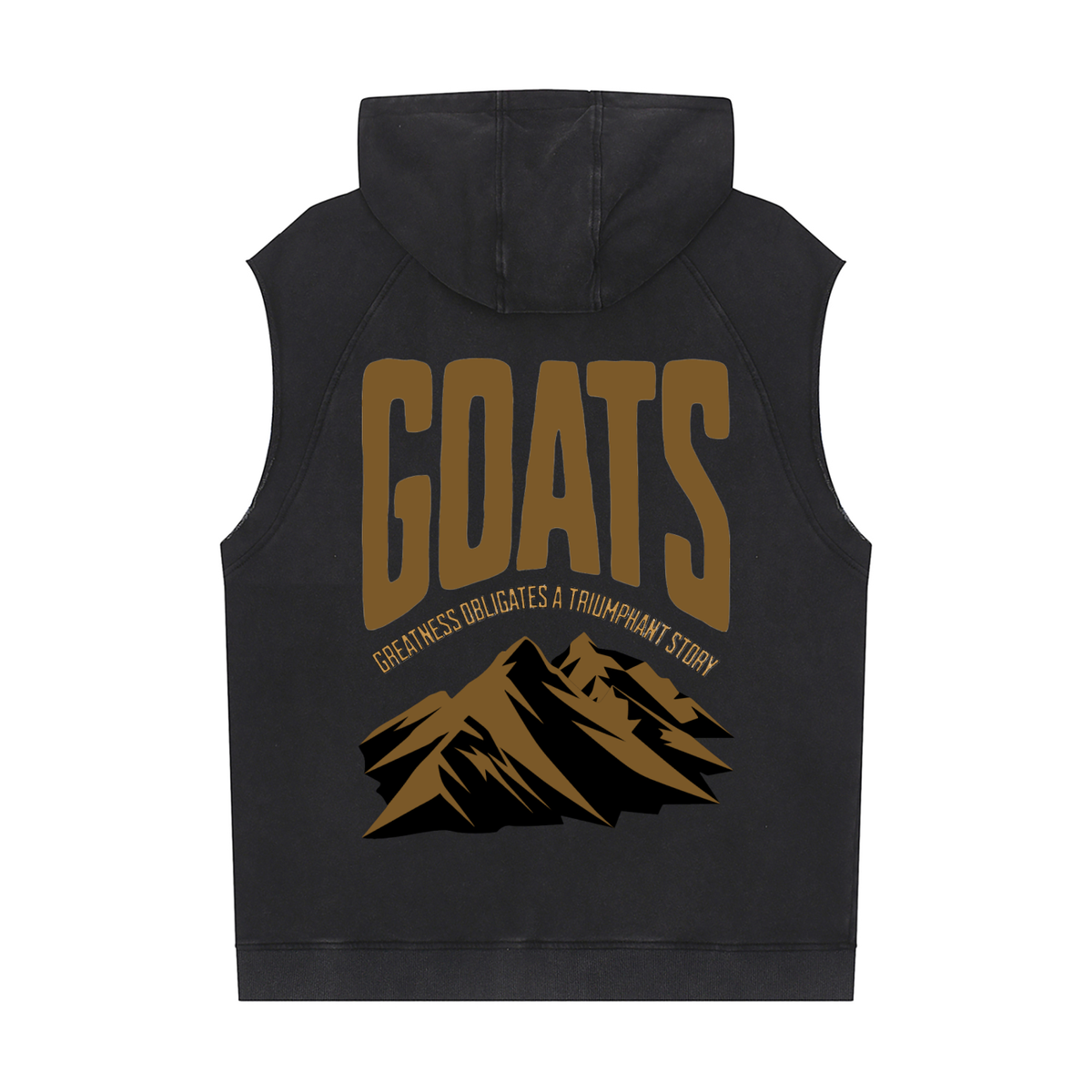 Snow Washed Muscle Hoodie Gold Logo, Classic Back Logo