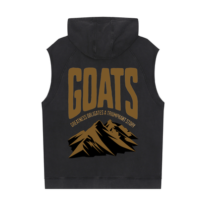 Snow Washed Muscle Hoodie Gold Logo, Classic Back Logo