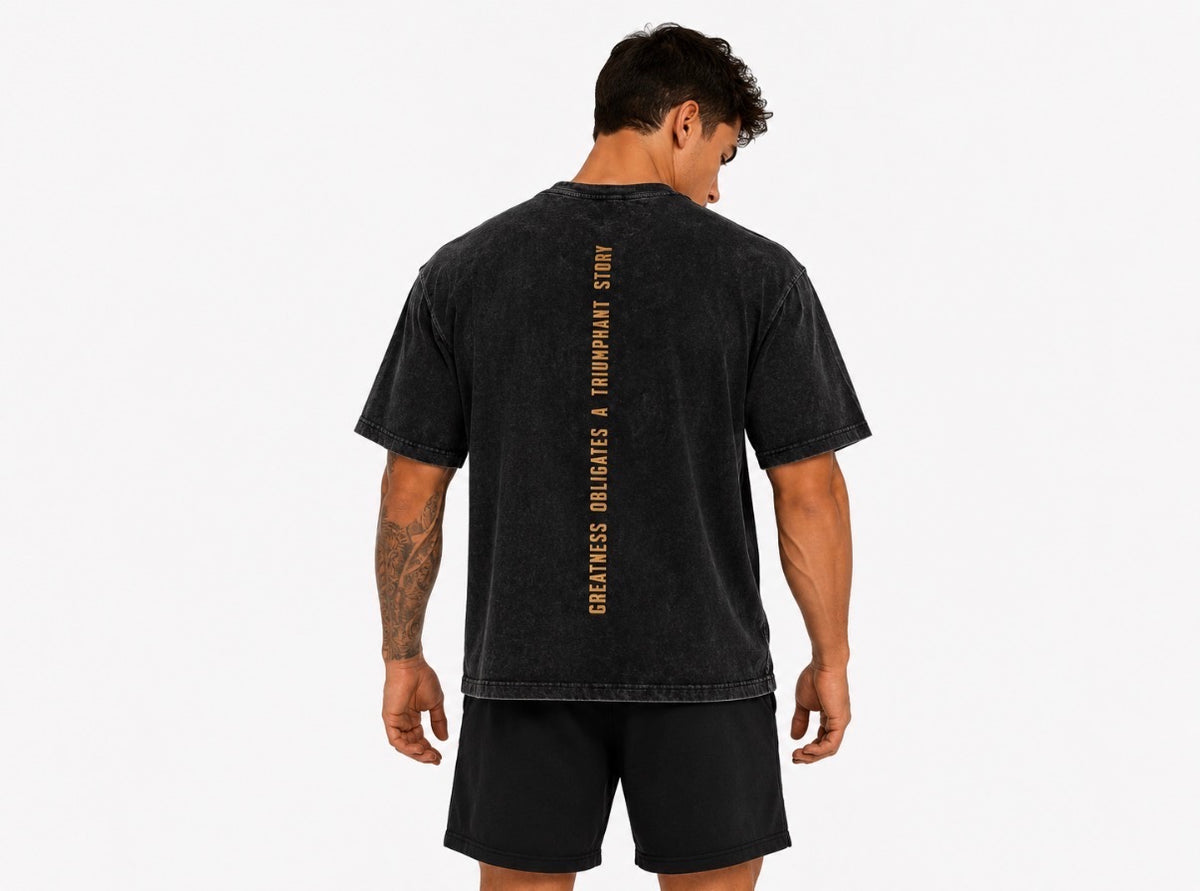Gold logo Snow Washed Back Slogan T-shirt and Shorts