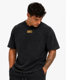 Gold logo Snow Washed Back Slogan T-shirt and Shorts