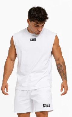White, black Logo Tank Top and Shorts Fit