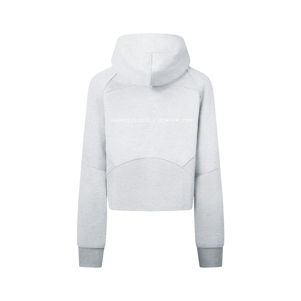 Cropped Zip-Through Hoodie White Logo, back slogan