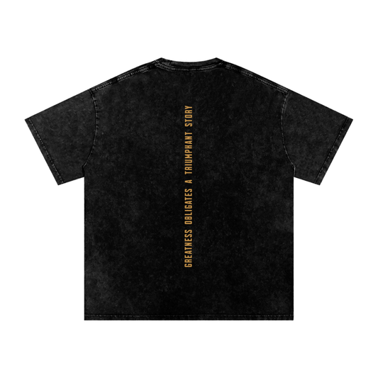 Snow Washed T-shirt Gold Logo, Back Slogan Tshirt