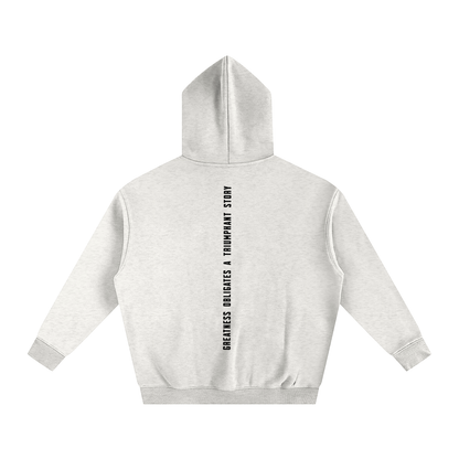 Oversized Fleeced Hoodie Black logo, back slogan
