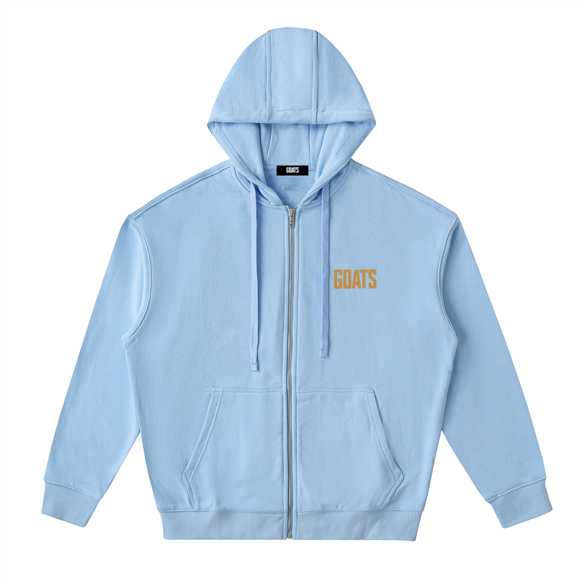 Gold Logo Drop-Shoulder Zip Up Hoodie
