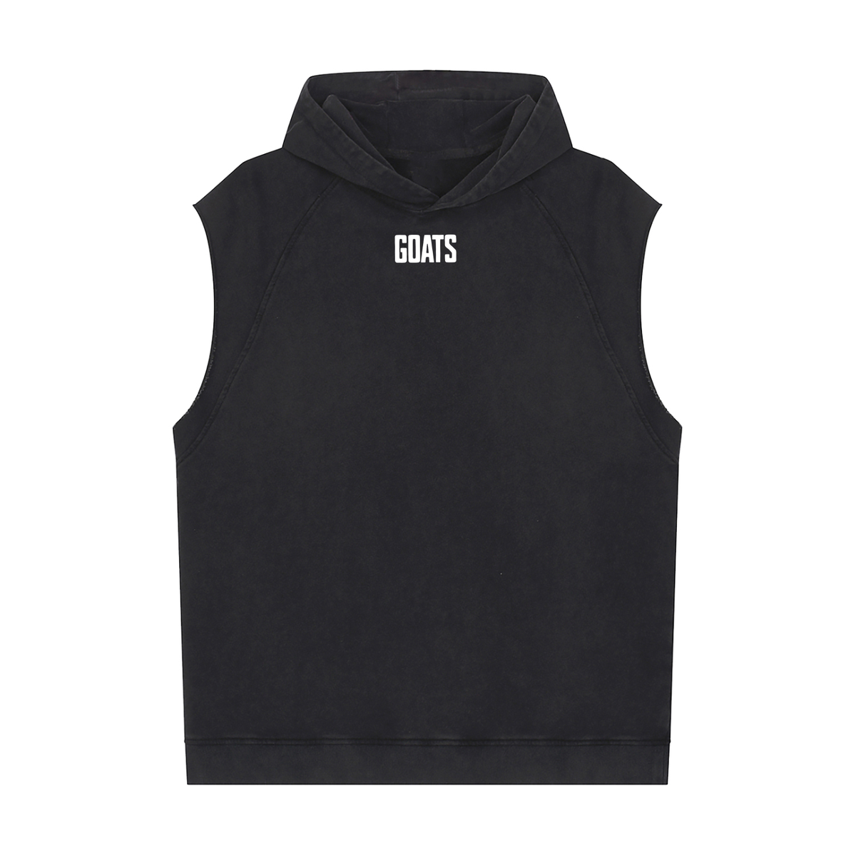 Snow Washed Muscle Hoodie White Logo, Classic Back Logo
