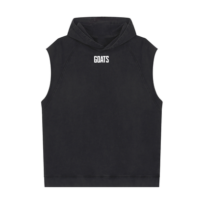 Snow Washed Muscle Hoodie White Logo, Classic Back Logo