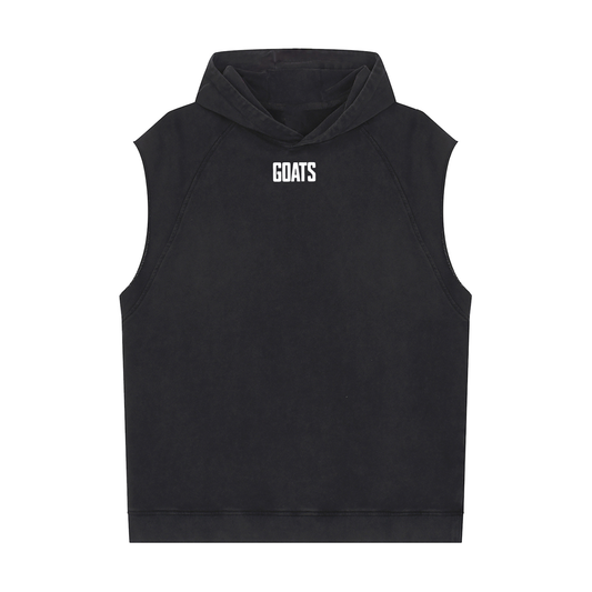 Snow Washed Muscle Hoodie White Logo, Classic Back Logo