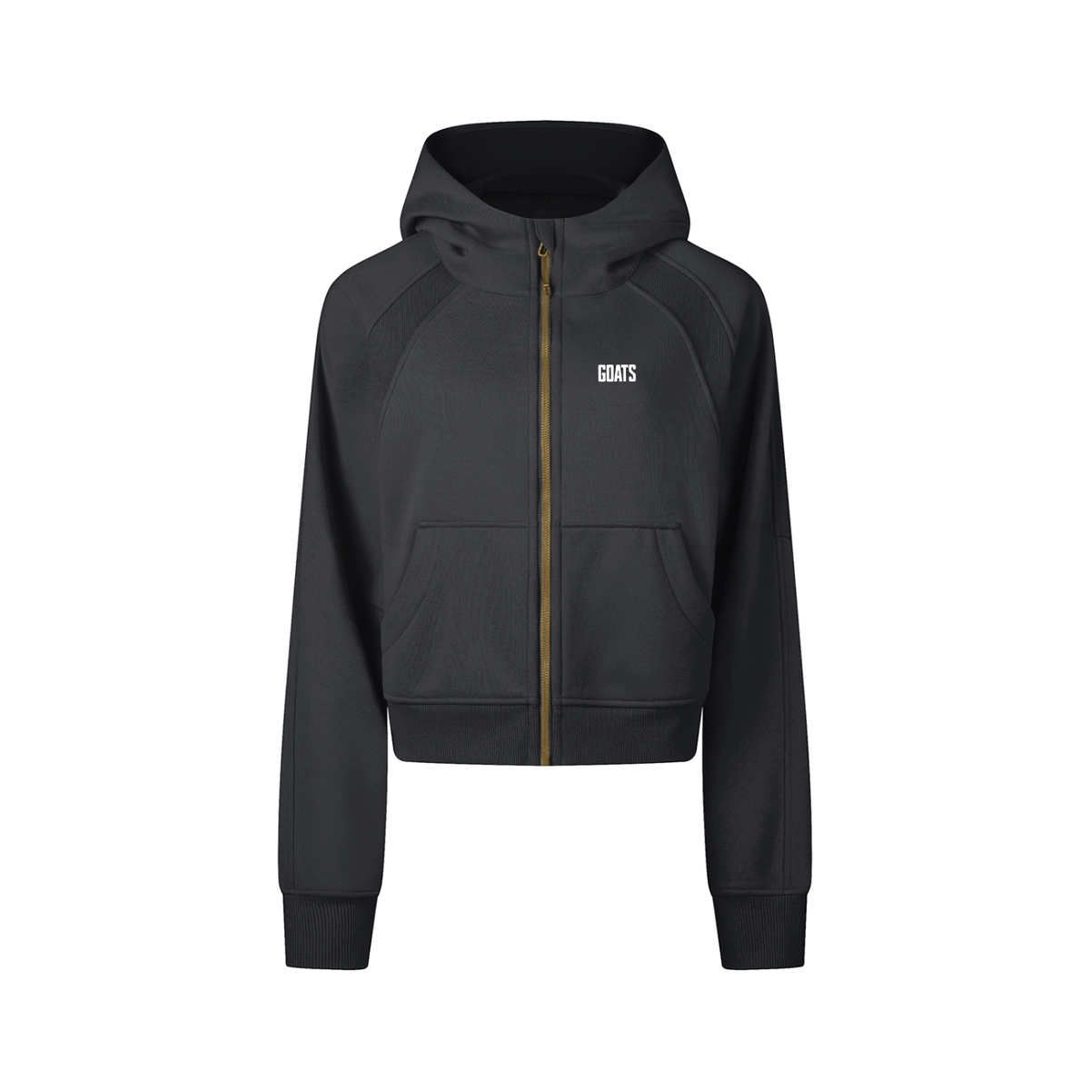 Cropped Zip-Through Hoodie White Logo, back slogan