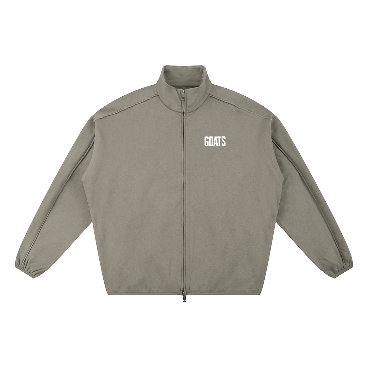Mens White Logo Heavyweight Stand Collar Jacket