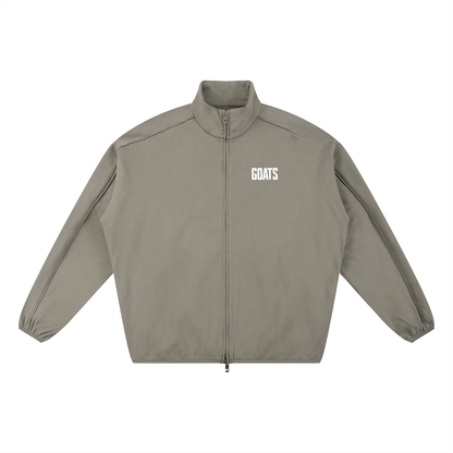 Mens White Logo Heavyweight Stand Collar Jacket