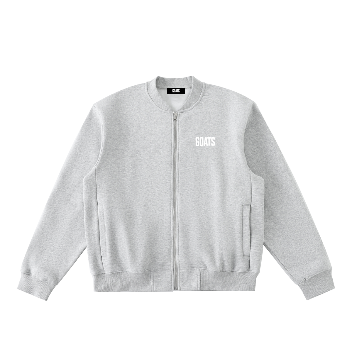 Mens White logo Zip-Up Fleeced Varsity Jacket